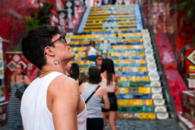 Christ the Redeemer statue above Rio and the mosaic Selarón Steps on a half-day tour with christ the redeemer tickets in Rio de Janeiro